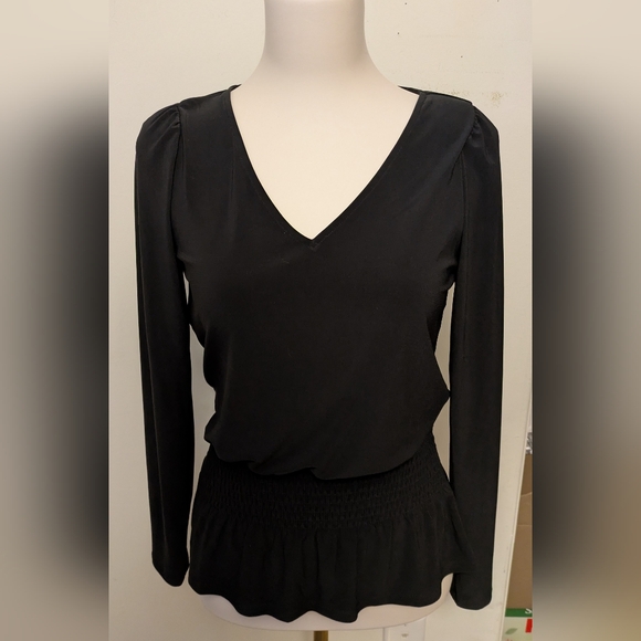 White House Black Market Tops - WHBM Elegant Black V-Neck Women's Top